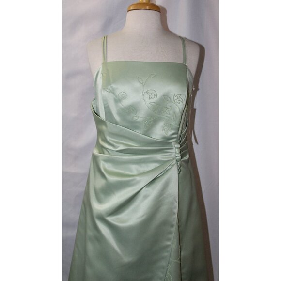 Dollar Fashion #3449 Bridal Satin Bridesmaid Formal Gown-Size XL-SAGE GREEN-NWT - Picture 4 of 5